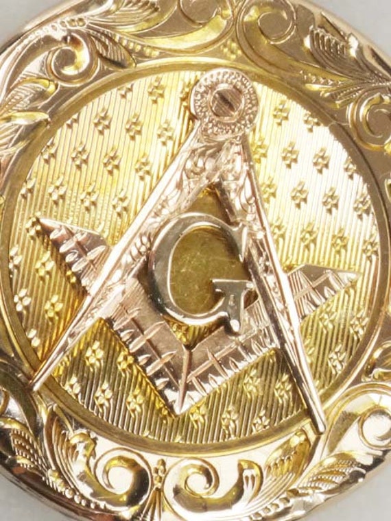Vintage Masonic 10k Gold Locket Pendant Antique E… - image 6