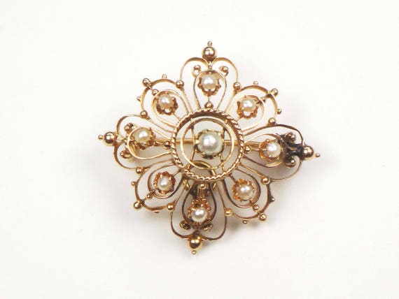 Antique 14k Gold Pearl Pendant Victorian Pearl Pe… - image 2