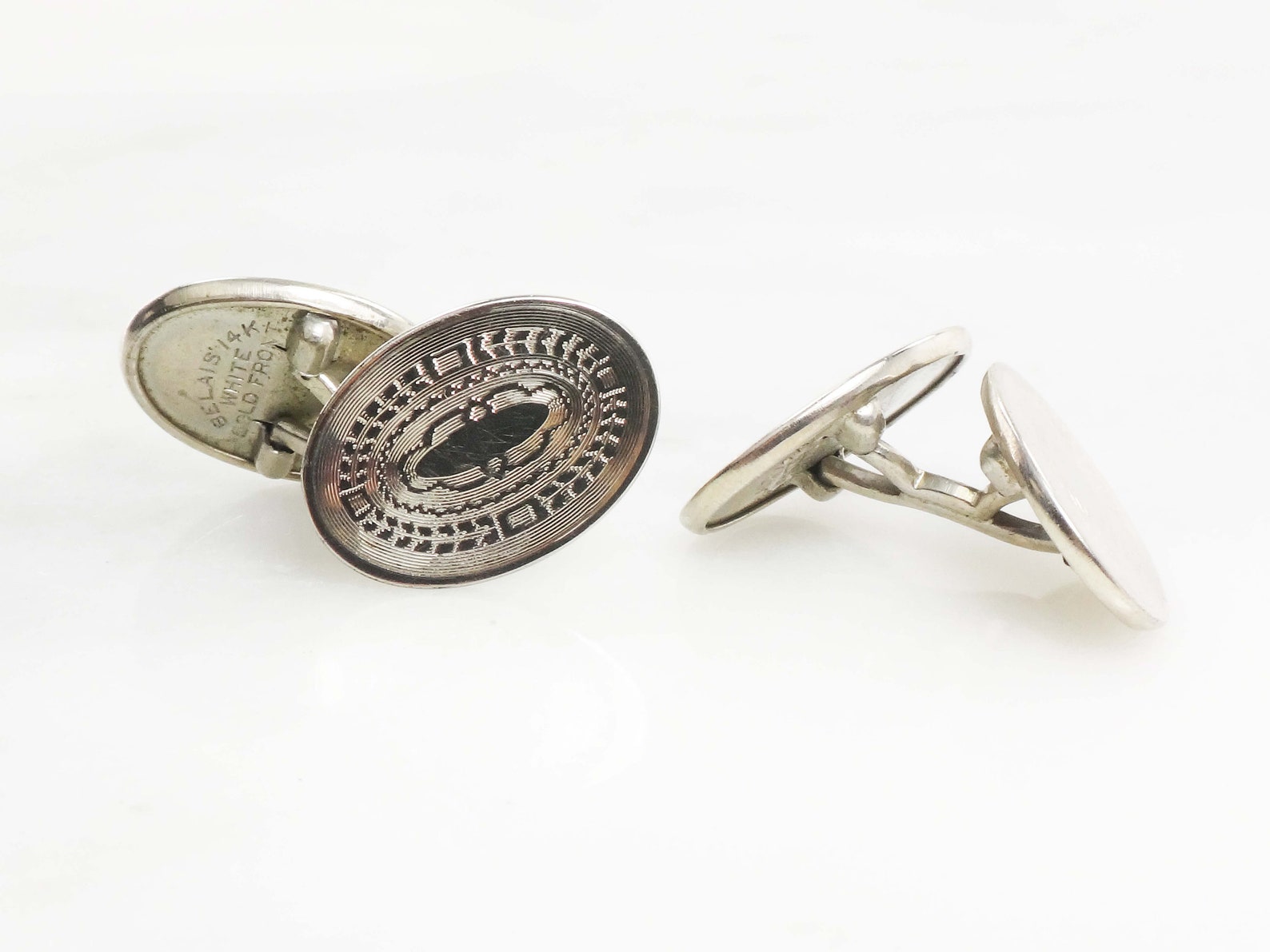 Vintage 14k White Gold Cufflinks Art Deco Cufflinks Belais 14k Etsy