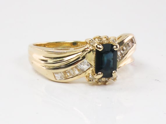 Vintage 14k Yellow Gold Natural Blue Sapphire and… - image 2