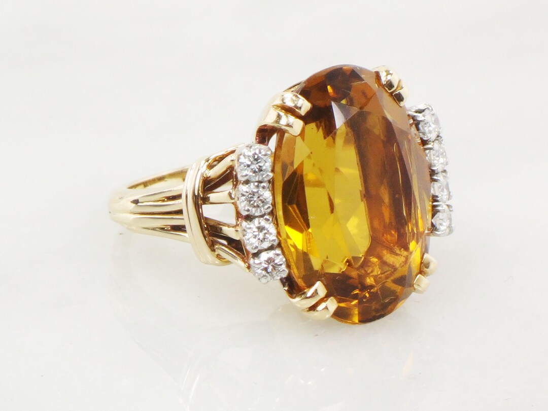 Vintage 14k Citrine Ring Yellow Gold Natural Citrine and - Etsy