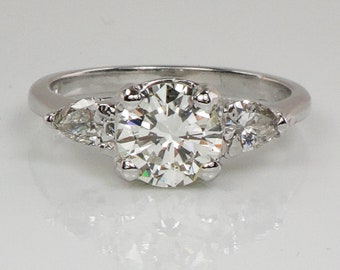 Vintage GIA 1.08 Carat Diamond Engagement Ring, 14k White Gold, Size 5.5