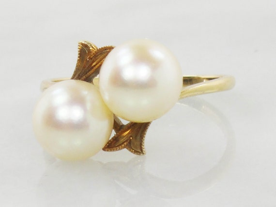 Vintage Mikimoto 14k Yellow Gold Pearl Ring 7.5 M… - image 3