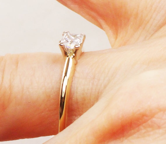 Vintage 14k Princess Cut Natural Diamond Engageme… - image 8