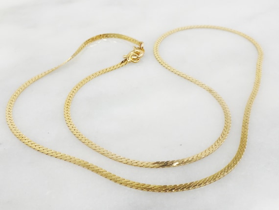 Vintage Gold Chain 14k Gold Herringbone Chain 18"