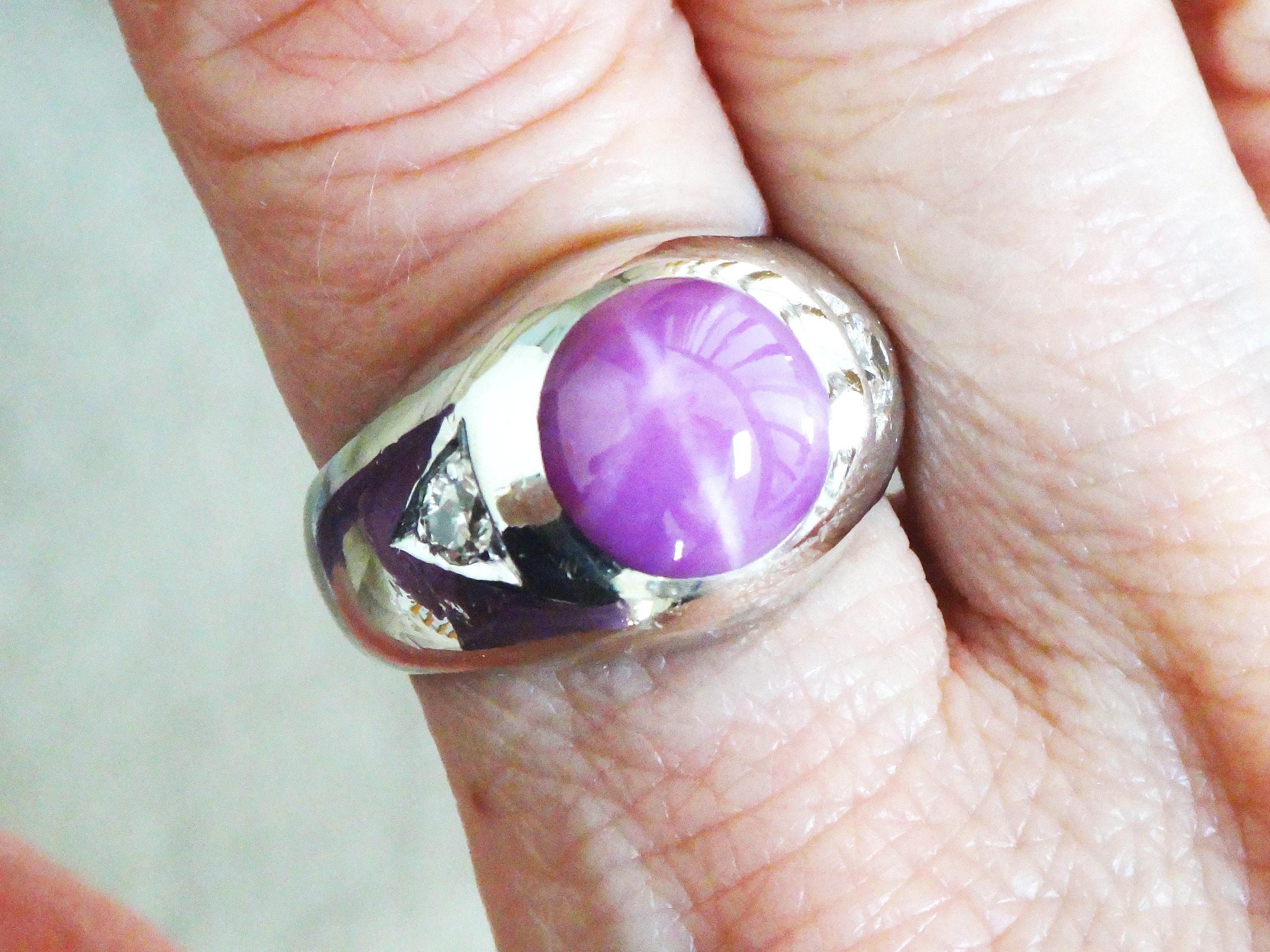 Vintage Star Ruby Ring 14k White Gold Men's Ring Star Ruby | Etsy