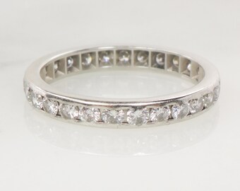 Vintage Platinum Diamond Eternity Wedding Ring, 1 CT, Size 5 1/4