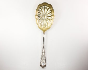 Vintage Gorham Sterling Silver Hindostanee Salad Spoon No Monogram Large Sterling Brite Cut Serving Spoon  1878