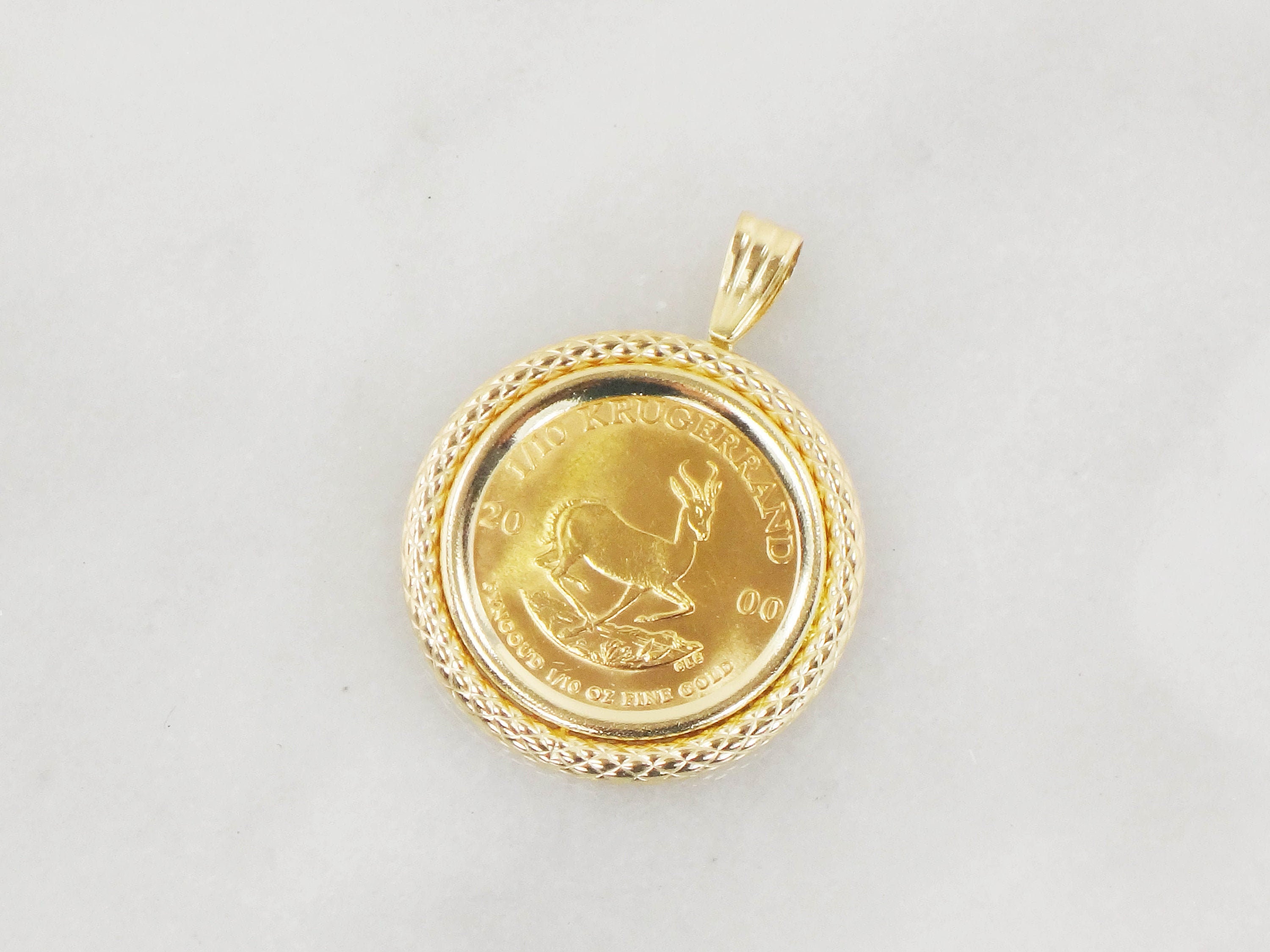 Genuine 1 10 Krugerrand Coin Pendant South Africa Gold Coin With