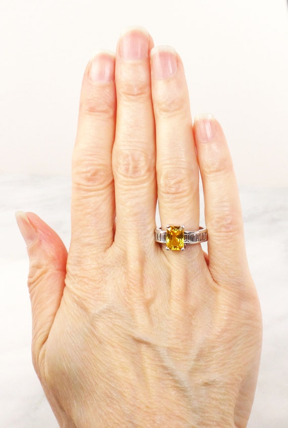 Vintage GIA Certified Natural Yellow Sapphire Rin… - image 9