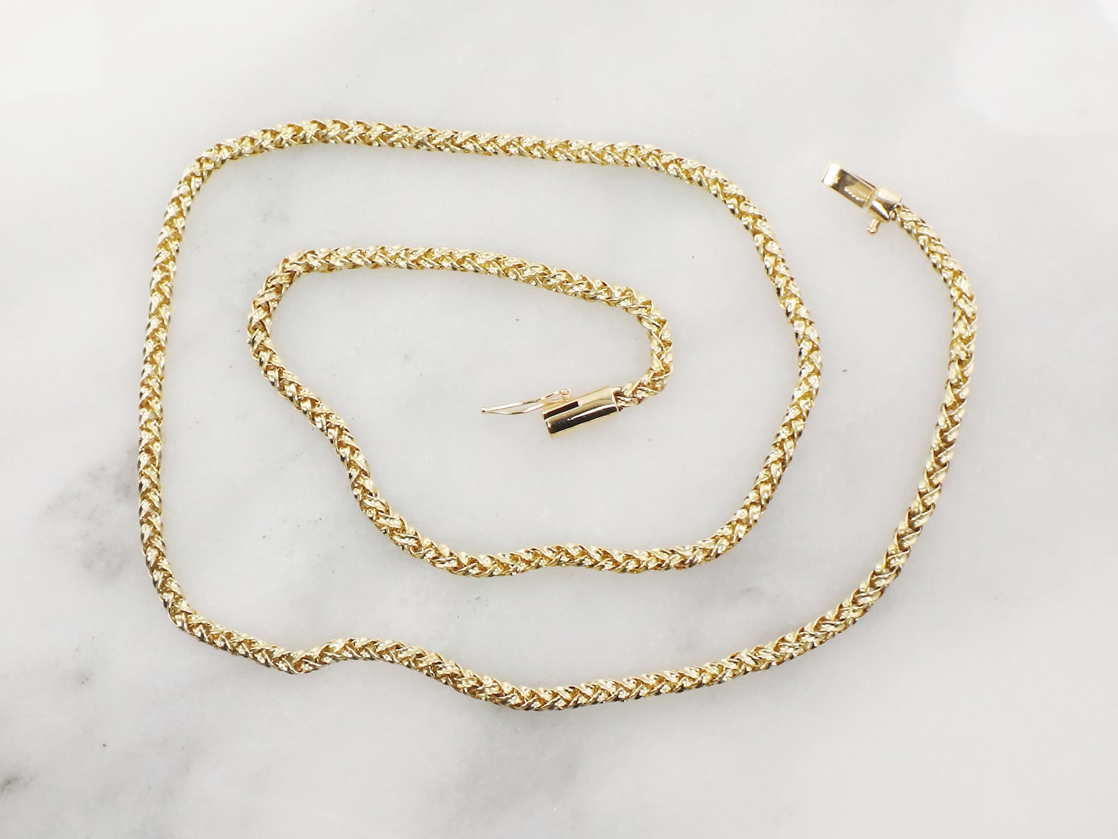 Vintage 14k Woven Gold Necklace Round Woven Chain Necklace Etsy