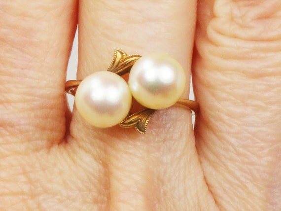 Vintage Mikimoto 14k Yellow Gold Pearl Ring 7.5 M… - image 6