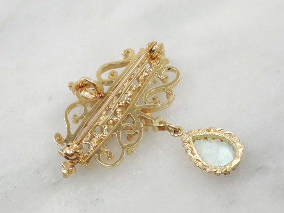 Vintage 14k Opal Pendant Pin Yellow Gold Natural … - image 9