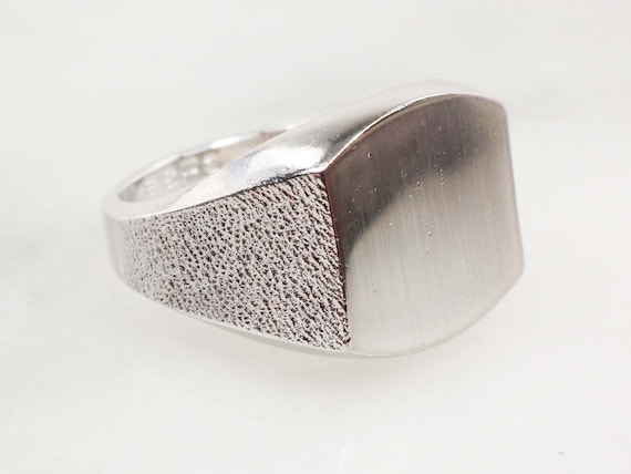 Antique French Silver Signet Ring 'PM', Art Deco Ring, US