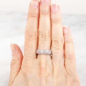 Vintage 14k White Gold Natural Diamond Wedding Band, Approx .35 CT TDW Size 6.25 image 10