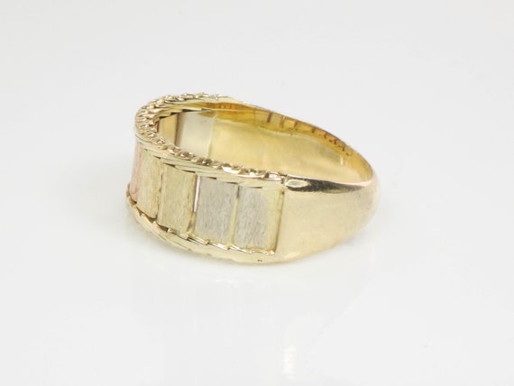 Vintage 14k Tri-Color Gold Band Ring - Italian Ro… - image 5