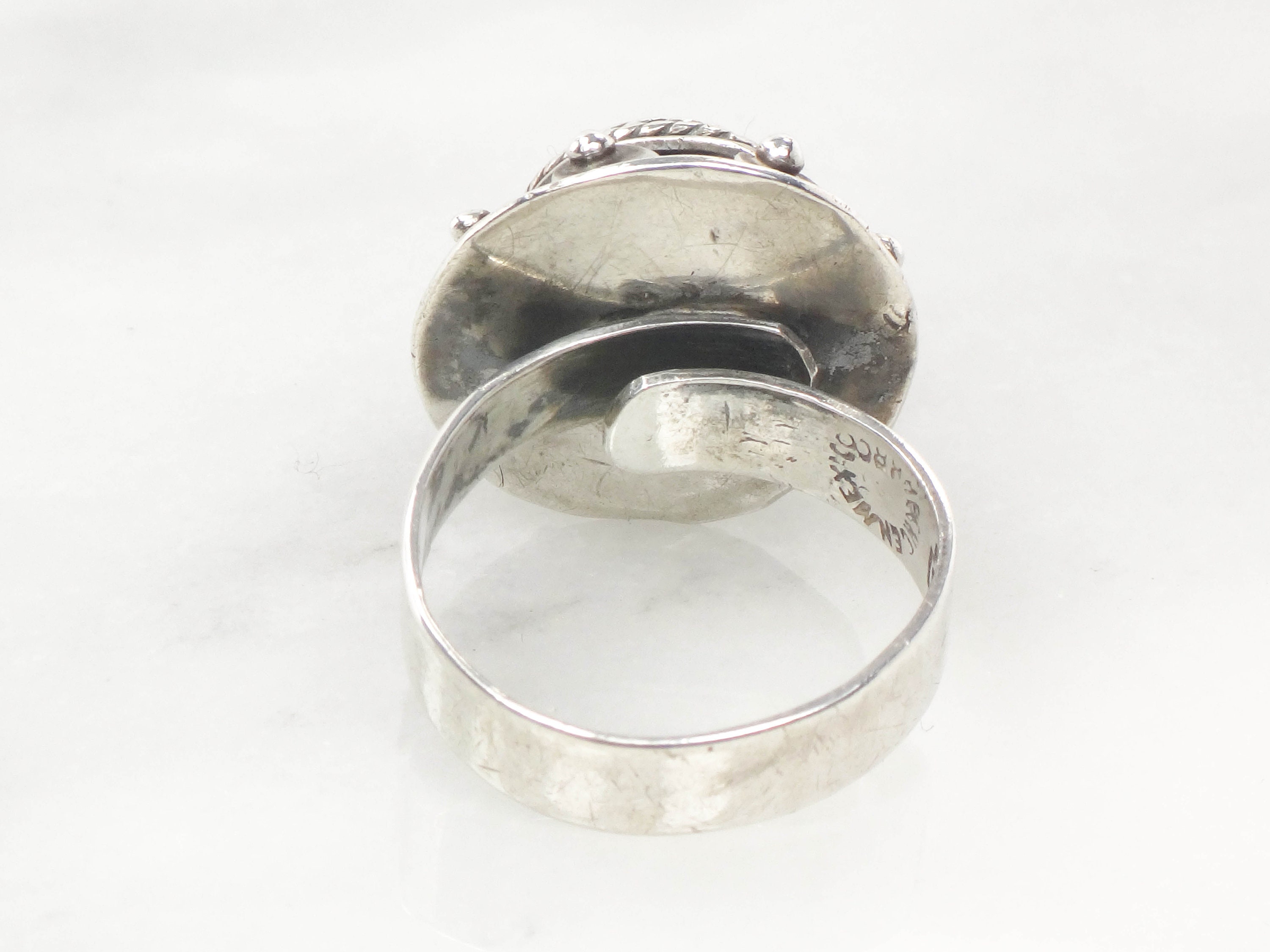 Vintage Sterling Silver Onyx Ring Mexico Eagle Mark Black
