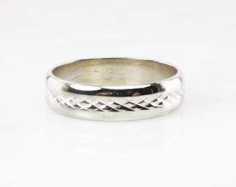Vintage 14k White Gold Wedding Band 6 MM Men's Wedding Ring Size 11