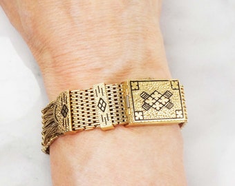 アクセサリー Vintage archive design bangle watch LOVELY VINTAGE 1940'S ERA FREIRICH GOLD TONE HINGED BANGLE