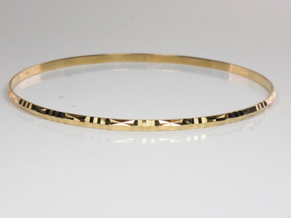 Vintage 18k Gold Bangle Bracelet Small Slip On Ba… - image 7