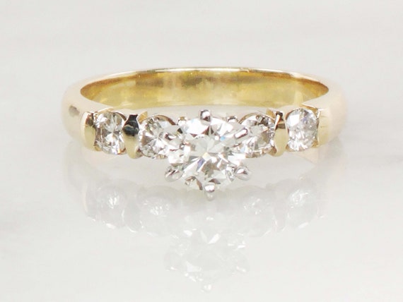 Vintage 14k Diamond Engagement Ring Round Brilliant Diamond - Etsy