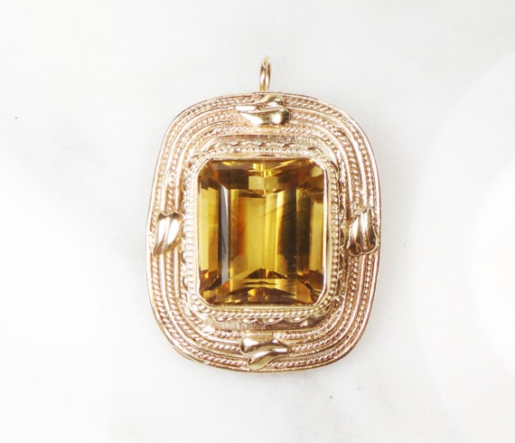 Vintage 14k Citrine Pendant Pin Vintage 