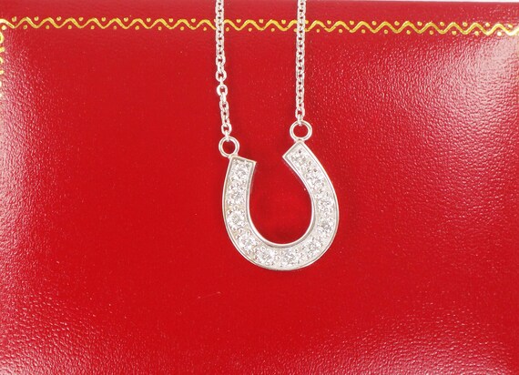 Vintage 14k Diamond Horseshoe Necklace 