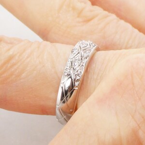 Vintage 14k White Gold Natural Diamond Wedding Band, Approx .35 CT TDW Size 6.25 image 8