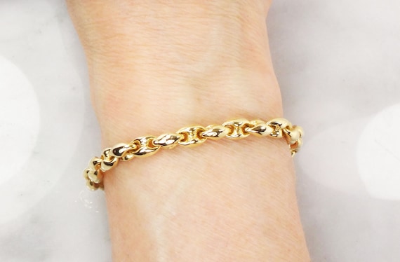 モンデール磁気 18金メッキ ブレスレット Vintage 18k Yellow Gold Mariner Link Bracelet, Italian Gold