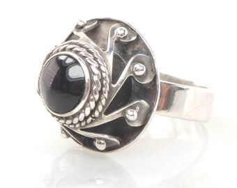 アクセサリー Mexican Jewelry old ring Vintage Sterling Silver Onyx Ring Mexico Eagle Mark Black