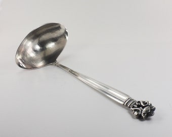 Georg Jensen Sterling Silver Acorn Pattern Large Gravy Ladle 7 3/4"
