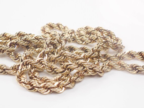 Vintage 14k Yellow Gold Rope Chain Heavy Solid Go… - image 4