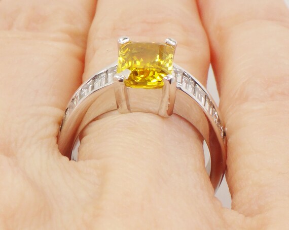 Vintage GIA Certified Natural Yellow Sapphire Rin… - image 7