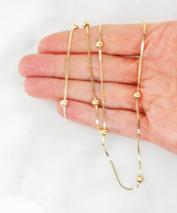 Vintage Gold Station Necklace 14k 
