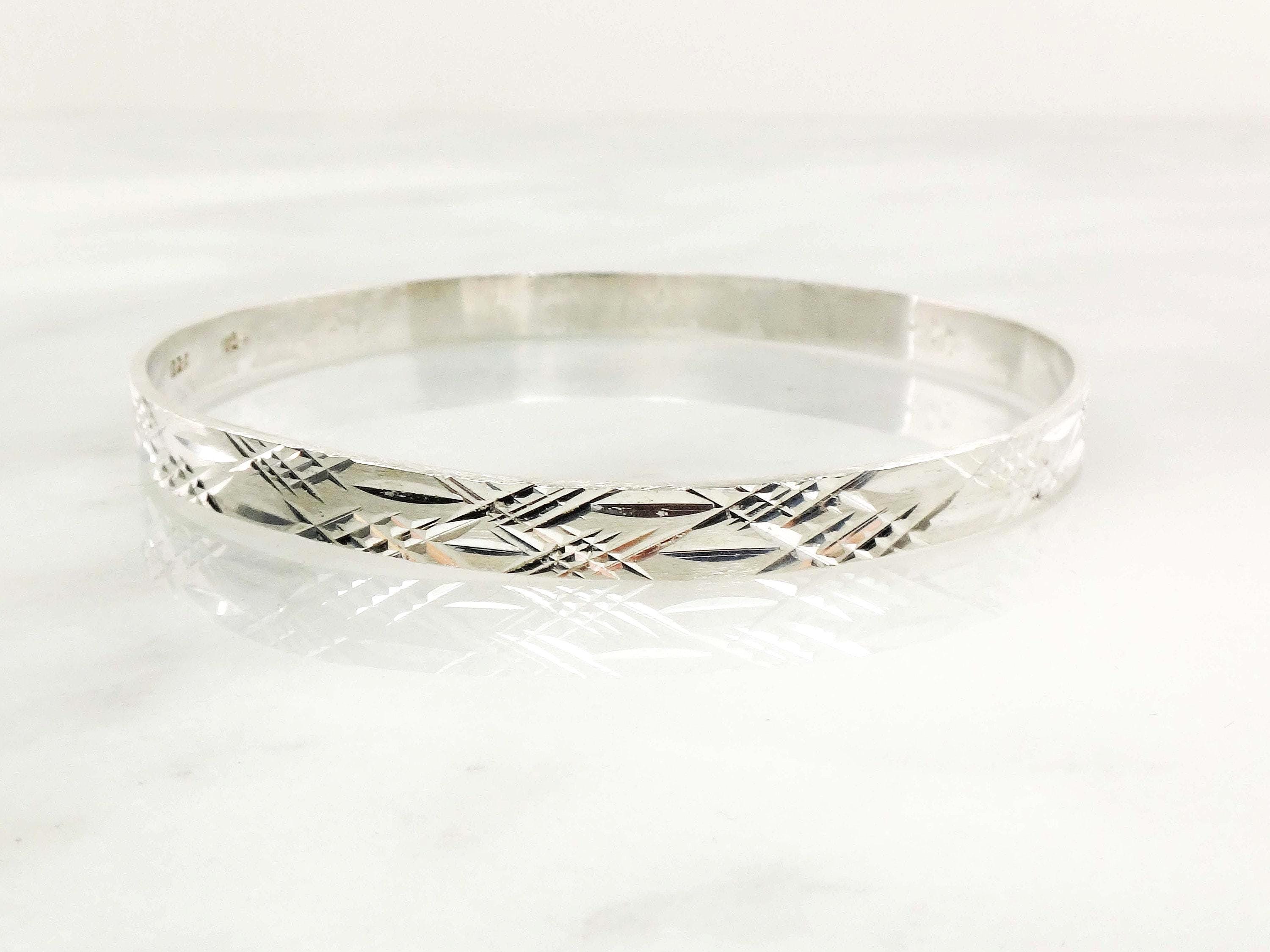 アクセサリー Vintage Mexican Silver Dome Bangle 925 Sterling Silver Diamond Cut Bangle - Vintage Mexico 925