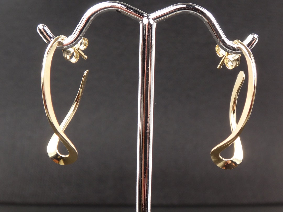 Vintage 14k Gold Hoop Earrings Yellow Gold Twist Earrings - Etsy