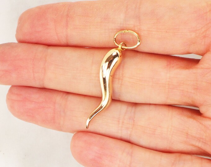 Vintage Italian Horn Charm 18k Gold Charm Good Luck Charm Etsy
