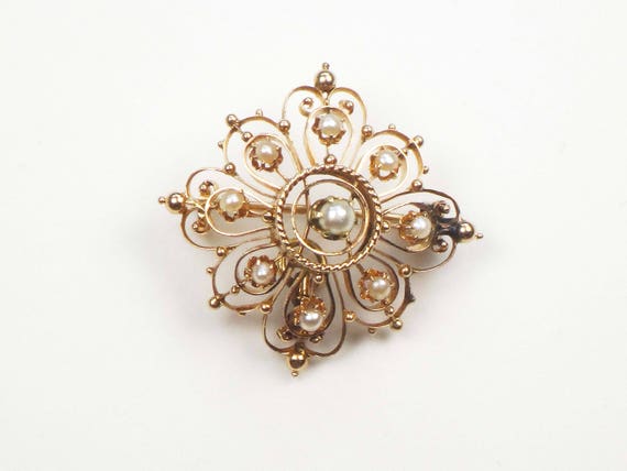 Antique 14k Gold Pearl Pendant Victorian Pearl Pe… - image 7