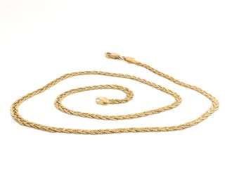 Vintage 14k Gold Braided Necklace - Woven Yellow Gold Chain 17.25"