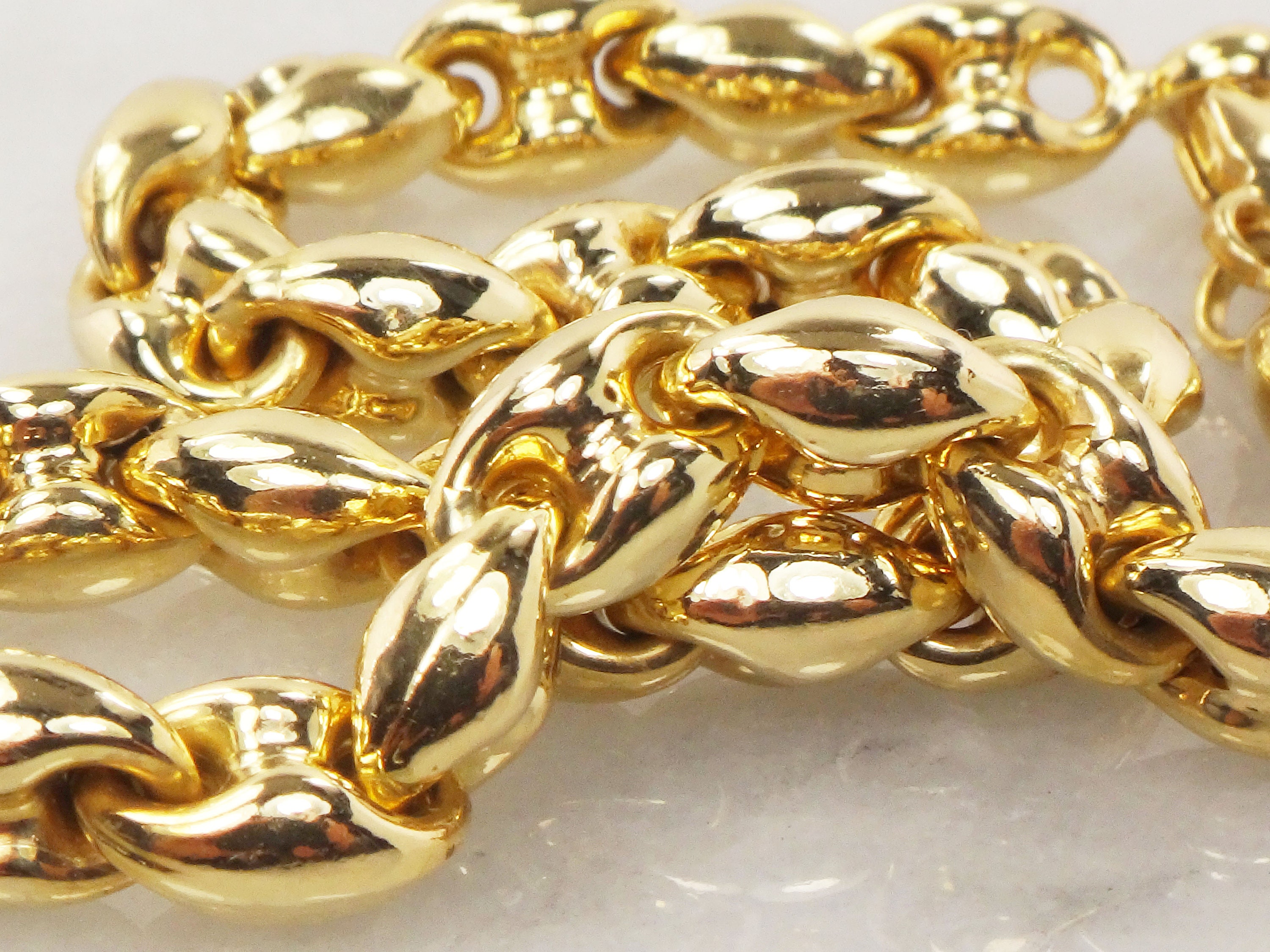 Vintage 18k Yellow Gold Mariner Link Bracelet, Italian Gold