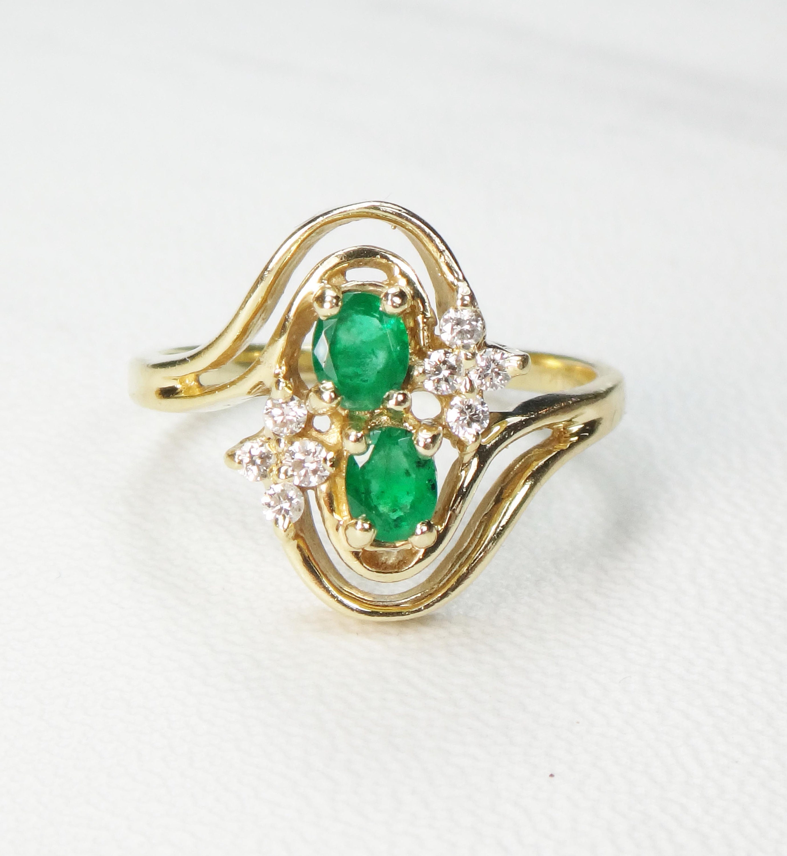 Vintage 14k Emerald Diamond Ring Genuine Emerald Ring 14k Gold | Etsy
