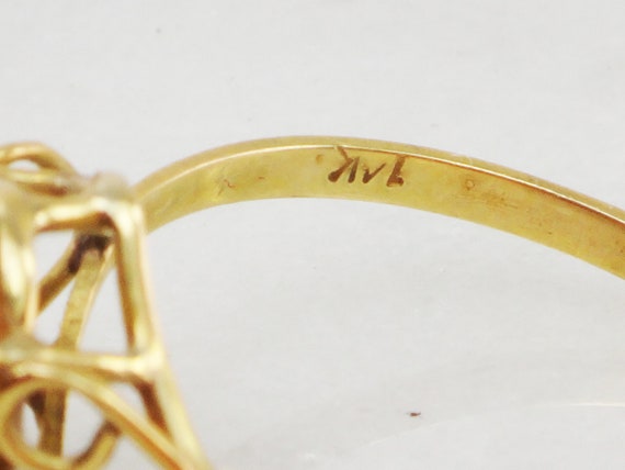 Vintage 14k Gold Amber Ring Handmade Amber Ring H… - image 5