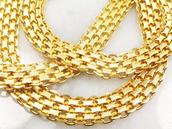 Vintage Solid 14k Yellow Gold Wide Bismarck Chain… - image 2