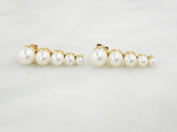 Vintage 14k Gold Pearl Earrings Yellow Gold Japan… - image 4