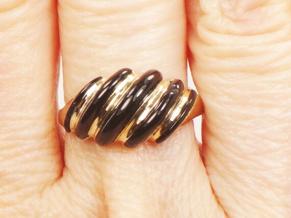 Vintage KBN Kabana 14k Onyx Ring Fluted Black Ony… - image 7