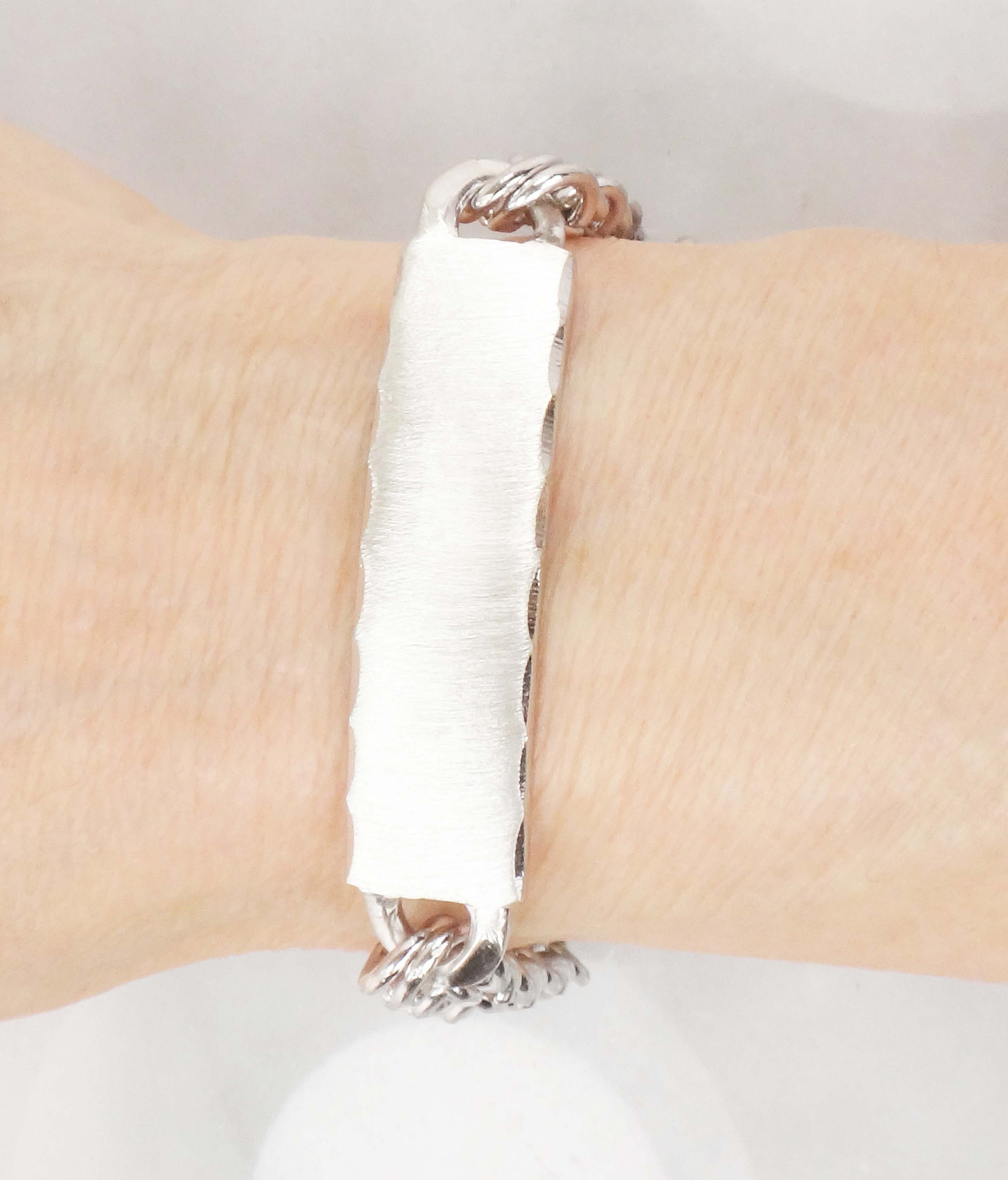 Vintage Sterling Silver ID Bracelet Monogram Name Bracelet 8 Vintage Sterling Silver ID Bracelet Monogram Name Bracelet 8