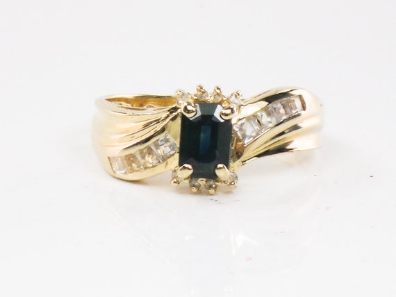 Vintage 14k Yellow Gold Natural Blue Sapphire and… - image 3