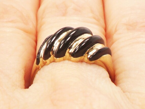 Vintage KBN Kabana 14k Onyx Ring Fluted Black Ony… - image 8