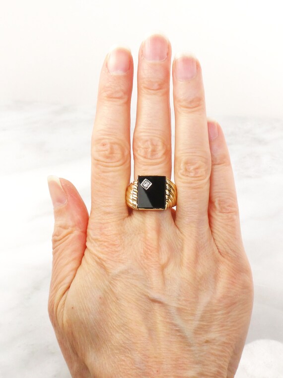 14k Gold Onyx Ring 