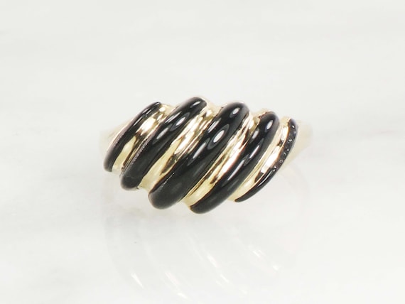 Vintage KBN Kabana 14k Onyx Ring Fluted Black Ony… - image 2